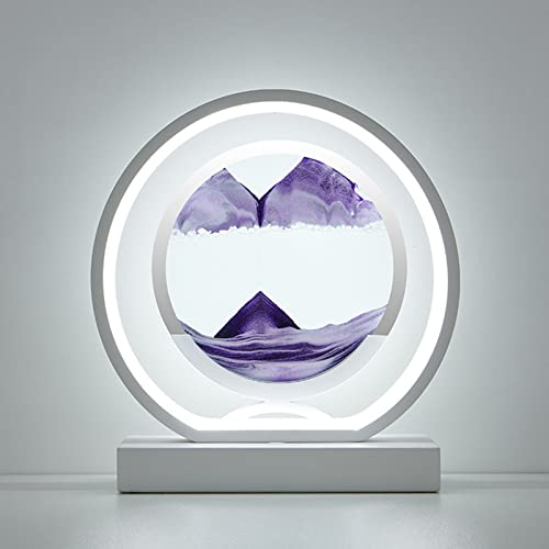 IMPREC Lampe De Table Sablier, Peinture De Fluide Sablier LED Art Décoratif Peinture De Veilleuse Lampe De Table Sablier en Verre Décoration (Color : Bianco, Size : E)