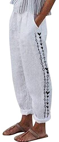 GFPGNDFHG Hose Damen Hoher Taillen-beiläufige hohe Frauen-Baumwolllose Hosen-gerade Lange Druck-Hosen mit Taschen-Frauen-beiläufigen Hosen Schwarze Hose Mit Löchern Damen
