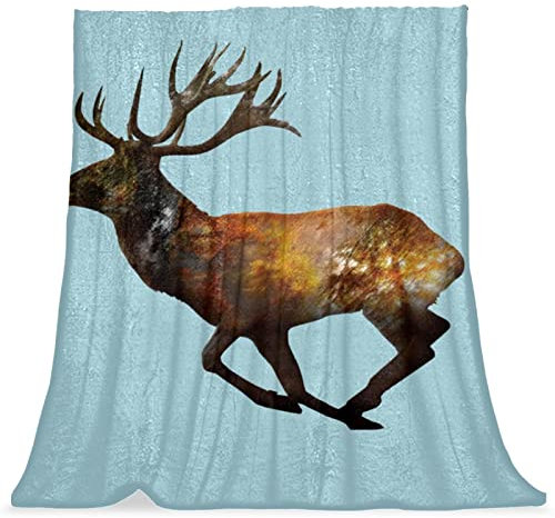 TBOUOBT Bettwäsche-Fleece-Decke, dekorativ für Schlafzimmer-Sofa-Boden,Cartoon Tier Elch