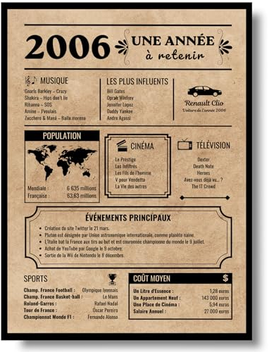 EQUIK PRODUCTS Carte de voeux d'anniversaire 2006 | Cadeau d'anniversaire | Année de naissance 2006 | Affiche d'anniversaire vintage | anniversaire homme femme (2006)