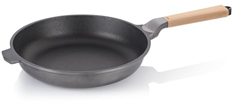 kela Bratpfanne 32 cm VITANA, Bratpfanne Induktion, recycelbar, Pfanne mit Oil Control System, Aluguss beschichtet, Buchenholzgriff