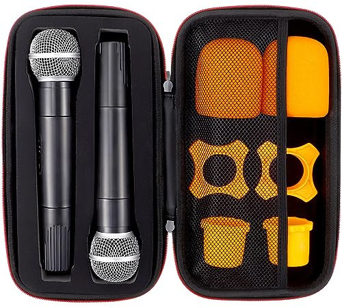 Gatuida Wireless Microphone Case, Shockproof Dual Wireless Microphone Case, Portable Handheld Microphone Bag, Mic Bag Hard Shell Exterior, Wireless Storage Box for Travel Outing