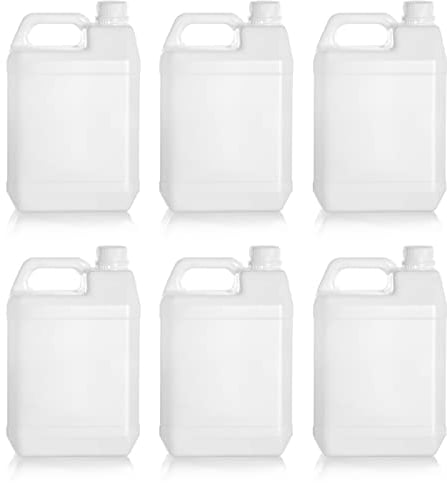 ACAN Tradineur - Set de 6 Garrafas de Plástico Alimentario, Bidones de Agua, Tanques Agua, Jarras, 5 litros, 26 x 19 x 13 cm