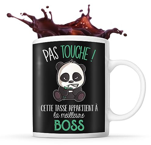 Planetee Tasse Boss Pas touche | Mug Humour idée cadeau anniversaire collègue ami