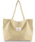 Emma Jonasson Shopper Tasche Damen - Großer Jutebeutel mit Reißverschluss und Innentasche - Aesthetic Tote Bag Damen - Stofftasche für Einkauf Arbeit Uni Schule beige