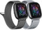 2 Stück Metall Armband für Fitbit Versa 3/Versa 4/Sense 2,Edelstahlarmband Sport Ersatzband Uhrenarmband aus Edelstahl mit Magnetschließe für Fitbit Versa 4/3/Sense 2 Smartwatch，schwarzes/Silber，S