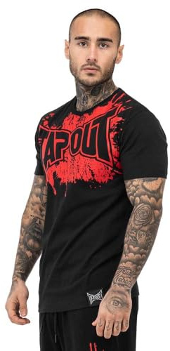 Tapout Herren T-Shirt Normale Passform Splashed, Black/Red, 3XL, 940020