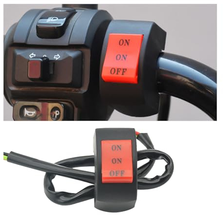 CGEAMDY Interruptor Faro Moto, Manillar Moto 22mm Interruptor Para Faro Delantero, Interruptor Manillar On/Off Para Luz Antiniebla, Resistente a La Intemperie Del Manillar Motocicleta Pulsador Faro