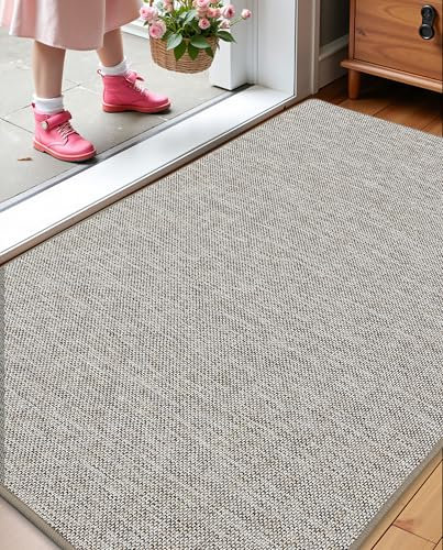 COLOR&GEOMETRY Large Thin Door Mats Indoor 91x152 cm (Rolled-up NO Creases), Non Slip Rubber Backed Front Door Mat Rugs for Entryway Low-Profile Doormats Inside Entry Mat Easy Clean, Khaki