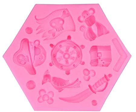 3D-Piraten-Serie Küchen-Backform, Silikon-Kuchendekorationswerkzeug, Fondant, Schokolade, Kekse, Silikonform, Kuchenformen zum Backen, Silikon für Dekorationen, Kuchendekoration, Gebäckformen, Silikon