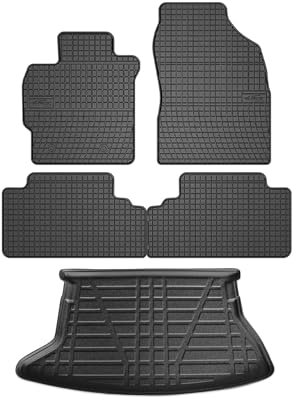 OMAC Fußmatten & Kofferraumwanne Set kompatibel mit Toyota Auris Schrägheck 2007-2012 Gummi 5X
