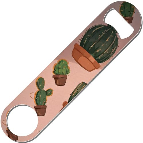 CREATCABIN Cactus Ball Blade Beer Opener Metal Flat Bottle Opener Stainless Steel Opener Art Printed for Bar Bartenders Party Restaurant Kitchen Gift Father's Day Valentine Birthday 1.6x7.1 Inch