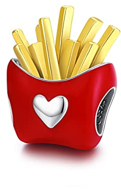 Pommes Frites Diy Charm 925 Sterling Silber Passt Armband Halskette, European Charms Bracelet, LZHRD