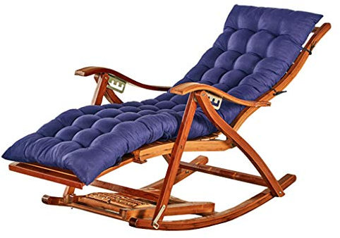 MJMLUCK Sonnenliege aus Bambus, Liegestuhl für ältere Menschen, tragbarer, klappbarer Schaukelstuhl mit Kissen und Fußmassage, für den Außenbereich, Garten, Rasenstuhl, Balkon, max. 250 kg