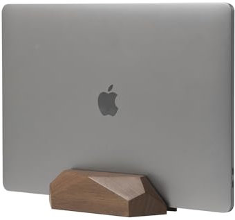 Nazareth Fair Trade Premium Walnut Wood Laptop Stand - Stylish Vertical Desktop Organizer for All Laptops - Modern Space-Saving Holder