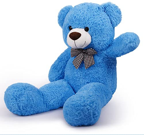 Sausudols XL Teddybär Stofftier Plüschtier Kuscheltier 110 cm Riesen Teddy Bär Plüschtier Geschenk für Valentinstag Weihnachtstag Geburtstag Blau