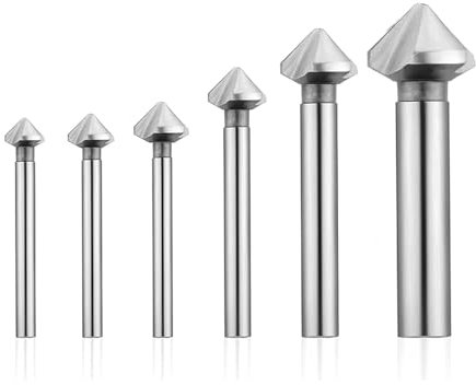 GVSS 6 Pièces Fraise à Chanfreiner HSS Foret Conique 90°, Foret Conique 90°,Foret à Fraiser,Fraise à Noyer,HSS Foret Conique Métal,pour Bois,Métal et PVC,Dimensions 6,3/8,3/10,4/12,4/16,5/20,5mm