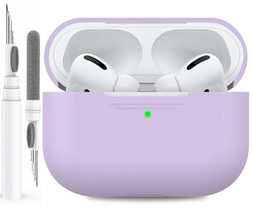 AHASTYLE Silikon Hülle für Airpods Pro Mit Reinigungsstift Schutzhülle und Haut Case für AirPods Pro 1st/ 2nd Generation [Front-LED Sichtbar] [Kabelloses Laden] Kompatibel mit Apple Airpods Pro 2019