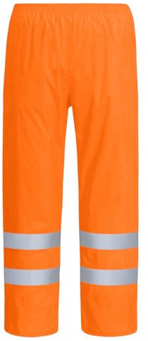 AUYAO Men Women Unisex High Visibility Overtrousers, Safety Trousers with Reflective Tape, Orange, Size 175