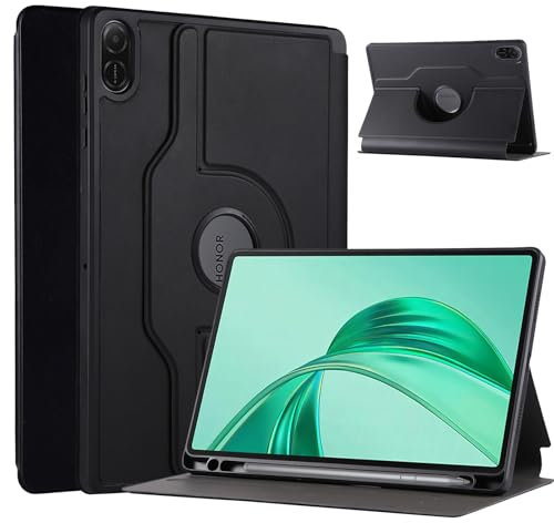 ATOOZ for Honor Pad X8a Case with pen holder 11 inch 2024, 360 Rotating Stand Cover for Honor Tablet X8a (Black)
