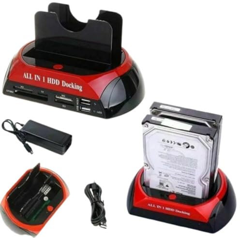 DOCKING STATION HARD DISK 3,5 2,5 SATA IDE 2 HD HDD BOX CASE USB SD TF MS