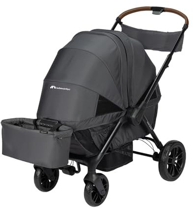 Bébéconfort Helios, Poussette double dès la naissance, 0-4 ans, 0-22 kg, 2 Sièges face-à-face, Grandes roues tout-terrain, Pliage compact, Poussette wagon, Auvent de protection, Mineral Graphite