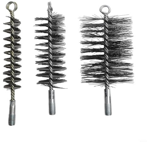 Fauhapyway Pipe Wire Brush,3 Sizes Set Chimney Cleaning Brush Kit For Boiler Flue Pipe Cleaning Maintenance Smoke Duct Sweeping Tools