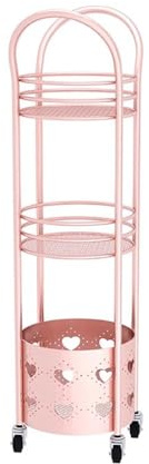 Chariot Mobile de Salle Bains, Porte-Serviettes, Support Rond sur Pied, Panier Rangement Multicouche en Fer Nordique Étagère pour Serviettes de Bain(Rose Gold)
