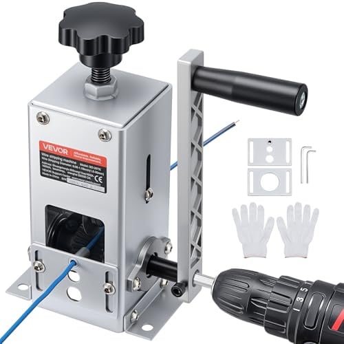 VEVOR Máquina Pelacables Manual 1,5-30 mm de Diámetro, Pela Cables con Manivela o Taladro, Herramienta para Pelar Cables de Cobre, Marco Q235 de Alta Resistencia para Recolectar Chatarra de Cobre