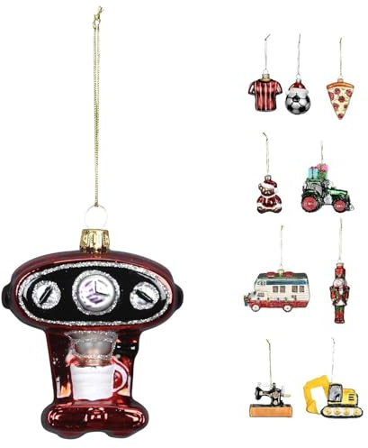 NETPROSHOP Weihnachtsbaumanhänger Weihnachtsdeko Weihnachtsschmuck 1 Stück Höhe 8-10 cm, Farbe:Kaffeemaschine
