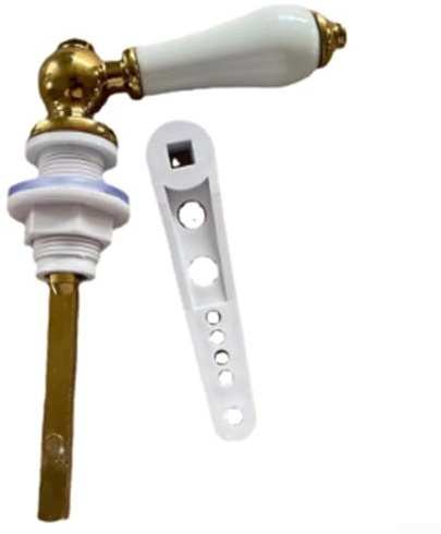 GLFLOW Elegant Flush Lever Handle for Traditional Style Toilet Tanks with Gold Plated and Ceramic Finish and Strong Zinc Base