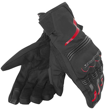 Dainese-TEMPEST UNISEX D-DRY SHORT Handschuhe, Schwarz/Rot, Größe XXL