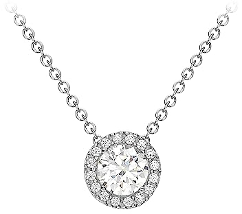 Carissima Gold Damen-Collier Halo 375 Weißgold Zirkonia transparent Rundschliff 45.72 cm - 5.19.7304