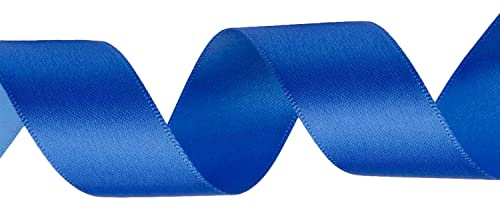 WedDecor Royal Blue Ribbon for Gift Wrapping, 25mm x 25 Metres Double-Sided Satin Polyester Ribbon Roll for Wedding, Christmas, Hair Bow, Crafting, Sewing, Birthday Cake Decoration