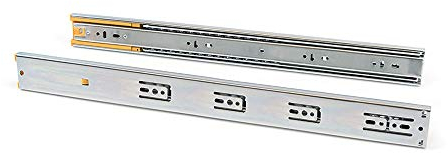 Emuca 3051305 Set Schubladenführungen, Vollauszug mit Rollen gedämpftes Scharnier 45mm x 450mm, Lot von 5