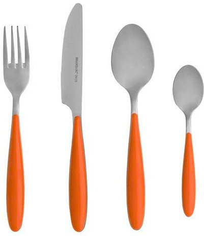 Brandani_82144, Posto Tavola Ginger Arancio Set 4 Pezzi Inox