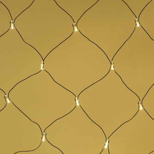 Lights4fun 140er Lichternetz warmweiß 31V 2m x 2m koppelbar auf grünem Kabel