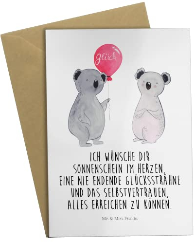 Mr. & Mrs. Panda Grußkarte Koala Luftballon - Geschenk, Klappkarte, Geburtstag, Koalabär, Hochzeitskarte, Ansichtskarten, Einladungskarte