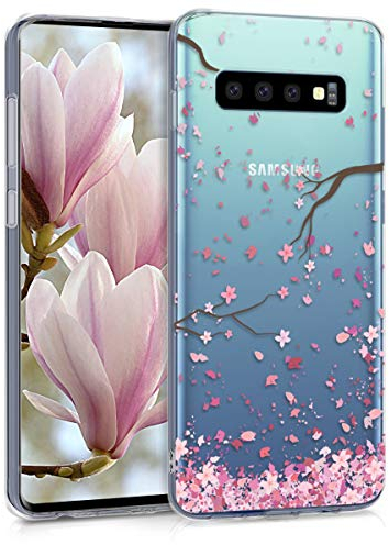 kwmobile Coque Compatible avec Samsung Galaxy S10 - Housse de téléphone Protection Souple en TPU - Rose Clair-Brun foncé-Transparent