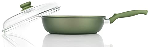 Risoli Dr Green Extra Induction Padella Alta cm 24 con Coperchio Manico Bachelite Antiaderente Greenstone
