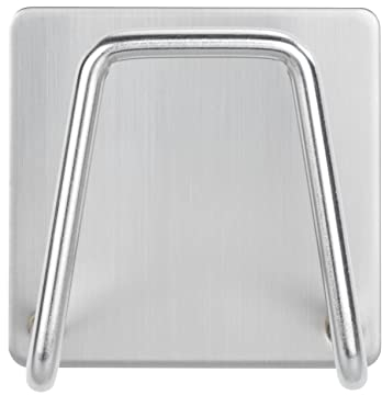 WENKO Universal-Halter Edea für die Küche - Schwammhalter, Edelstahl rostfrei, 5 x 5 x 3.5 cm, Silber matt