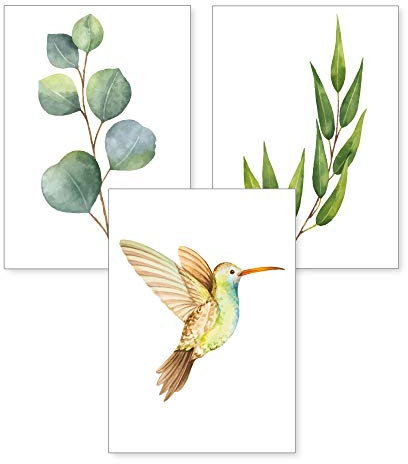 Kreative Feder 3-teiliges Premium Poster-Set | Kunstdruck | Vogel und Zweige | Deko Bild für Ihre Wand | optional mit Rahmen | Wohnzimmer Schlafzimmer Modern Fine Art | DIN A4 / A3 (A4, ohne Rahmen)