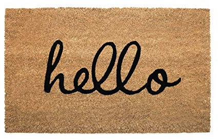 NIKKY HOME Coir Doormat Non Slip Front Door Mat with Word Hello - 17 X 30
