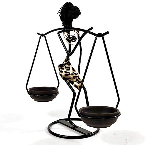 ZTIANEF Sculptures Ornaments Statues And Figurines Exotic Black Girl Candlestick Metal Candle Holder Romantic Iron Man Character Sculpture Home Decoration Birthday Gift