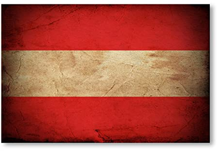 Postereck - 0315 - Vintage Flagge, Fahne Österreich Wien - Unterricht Klassenzimmer Schule Wandposter Fotoposter Bilder Wandbild Wandbilder - Leinwand - 100,0 cm x 75,0 cm