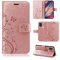 betterfon Étui de protection, compatible avec Wiko View 5/View 5 Plus, en cuir synthétique, portefeuille, pour View 5/View 5 Plus, motif de fleurs, or rose