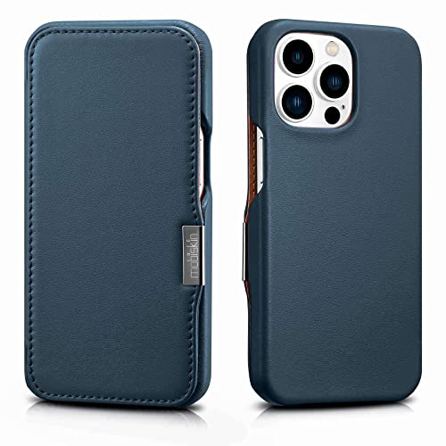 Mobiskin Cover compatibile con Apple iPhone 13 PRO MAX (6,7 pollici), Custodia con vera pelle, Case ultra-sottile, Custodia protezione, Blu, Azzurro