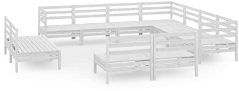 vidaXL Massivholz Kiefer Gartenmöbel 11-TLG. Ecksofa Mittelsofa Sofa Gartensofa Sitzgruppe Lounge Garten Garnitur Sitzgarnitur Gartenset Weiß