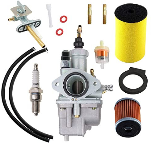 CDZWJ Carburatore 250 + filtro aria 14451-00-00+filtro olio HF143+rubinetto benzina gas carburante compatibile con Yamaha Timberwolf YFB 250 YFB250FW YFB250FWL Yamaha Moto 4 1992-2000