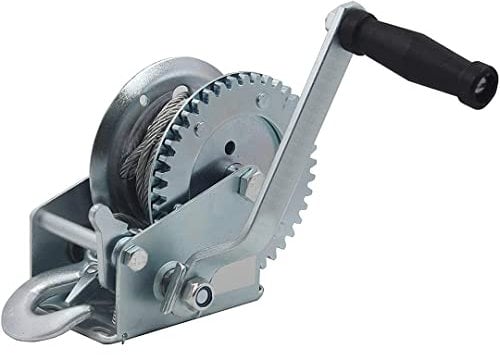 QMCAHCE 3000lb Heavy Duty Hand Winch Boat Trailer Winch Strap, (with 8m Steel Wire Rope), Crank Traction Winch, Hardened Steel 2 Speed Hand Winch, Two Way Ratchet Hand Winch for Trailer ATV UTV Boats